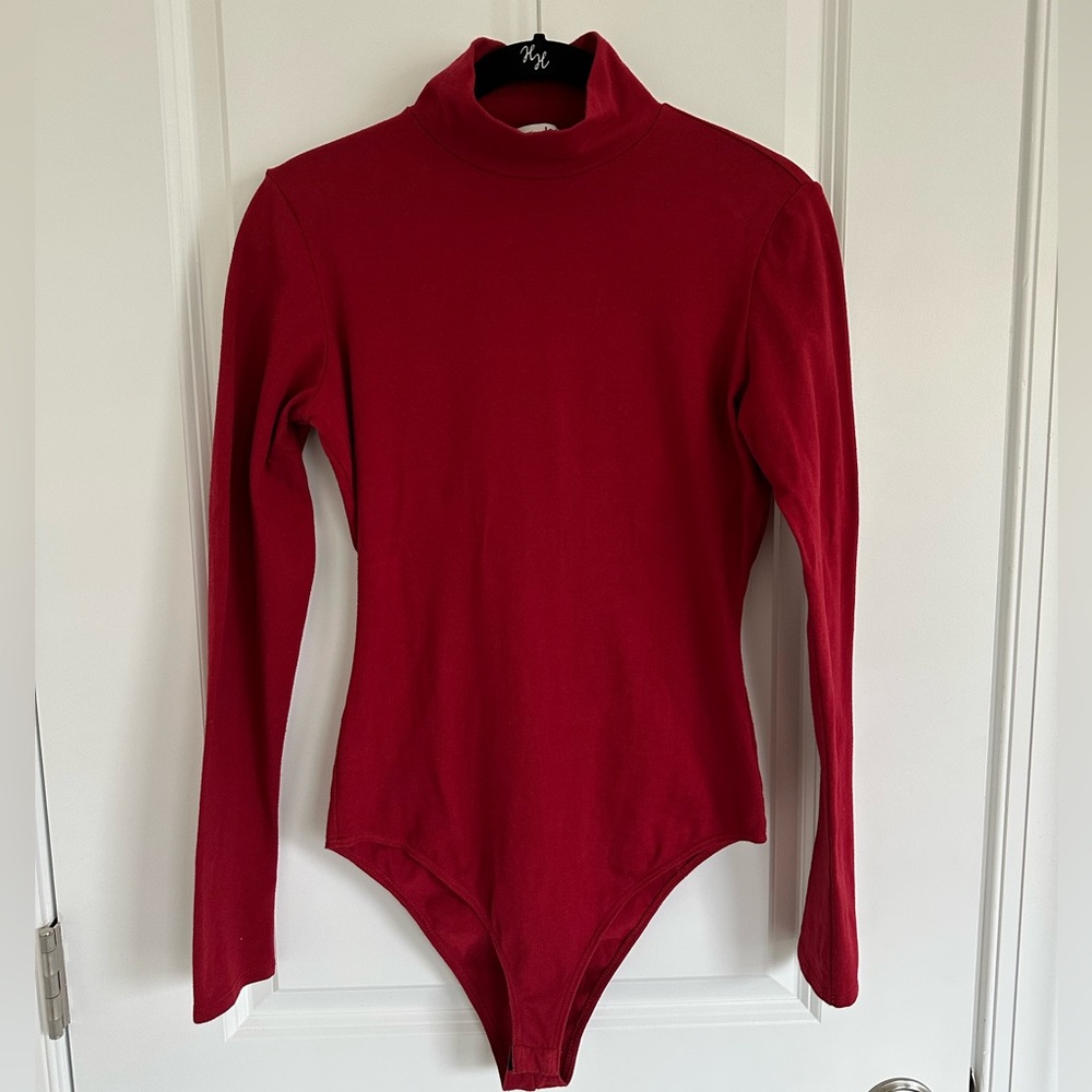 Red Reformation Bodysuit Turtleneck Mock Neck Long Sleeve - Small